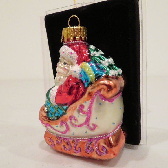 Christmas Glass Ornament Santa Handcrafted by Unique Treasure Gift Box Keepsake - Picture 4 of 6